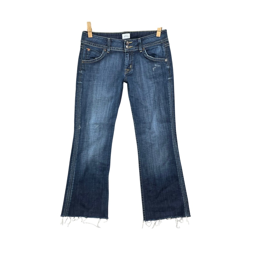Hudson Bootcut Jeans Womens 32x26* Petite Dark Wash Raw Hem Low Rise Western Y2K